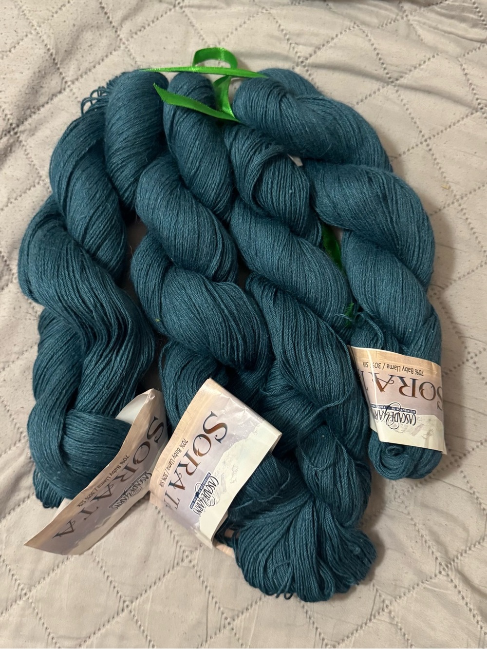 Cascade Yarns Sorata Luxury Yarn 4 Skeins Lot 6051 Color 20 Teal Baby Llama Silk